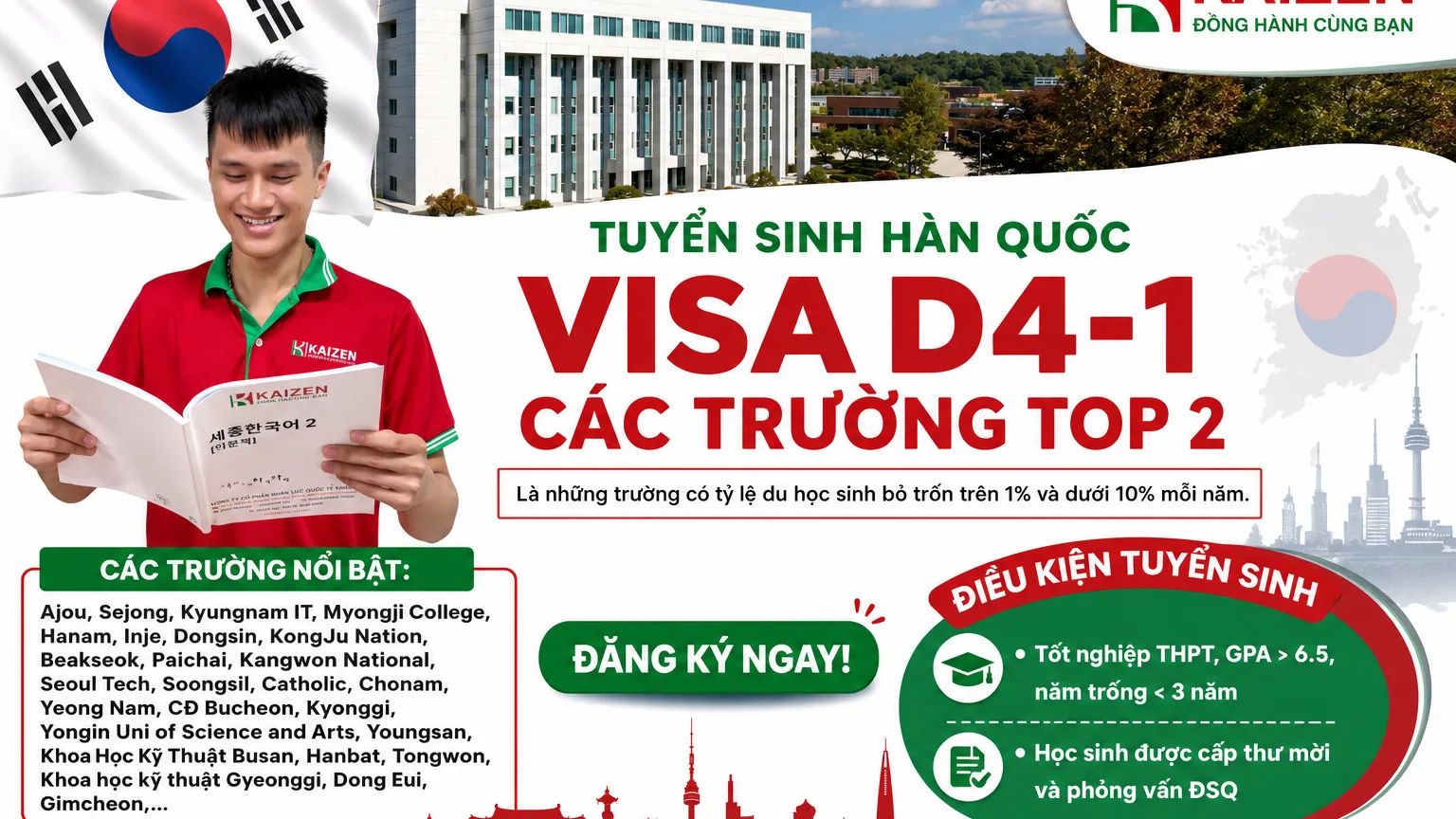 DANH SÁCH TRƯỜNG TOP 2- DU HỌC HÀN QUỐC